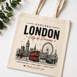 Personalised cotton tote bag printing in Hayes London by LBG Print Shop