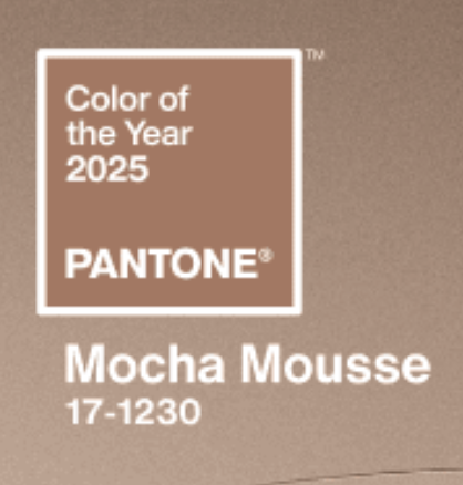 For 2025, the Pantone Color Institute selects PANTONE 17-1230 Mocha Mousse, a warming, brown hue imbued with richness. It nurtures us with its suggestion of the delectable qualities of chocolate and coffee, answering our desire for comfort.